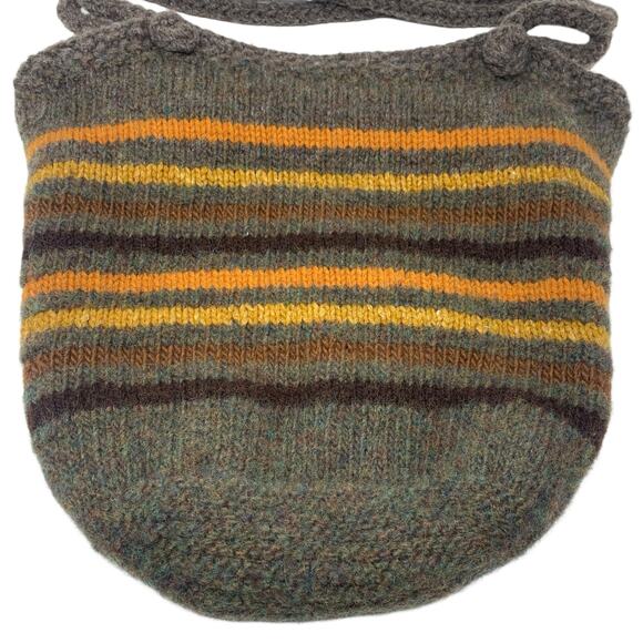 Handmade Wool 19'' x 15'' Striped Wisdom, Serenity, And Courage Lined Tote Bag - Picture 2 of 5